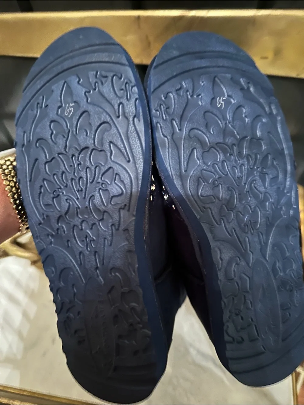 MONTANA WEST Suede Leather Western slide fur Boots Rodeo studded fringe Navy 7